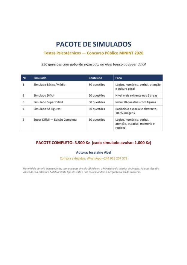 Pacote de Simulados para o Concurso do MININT 2026